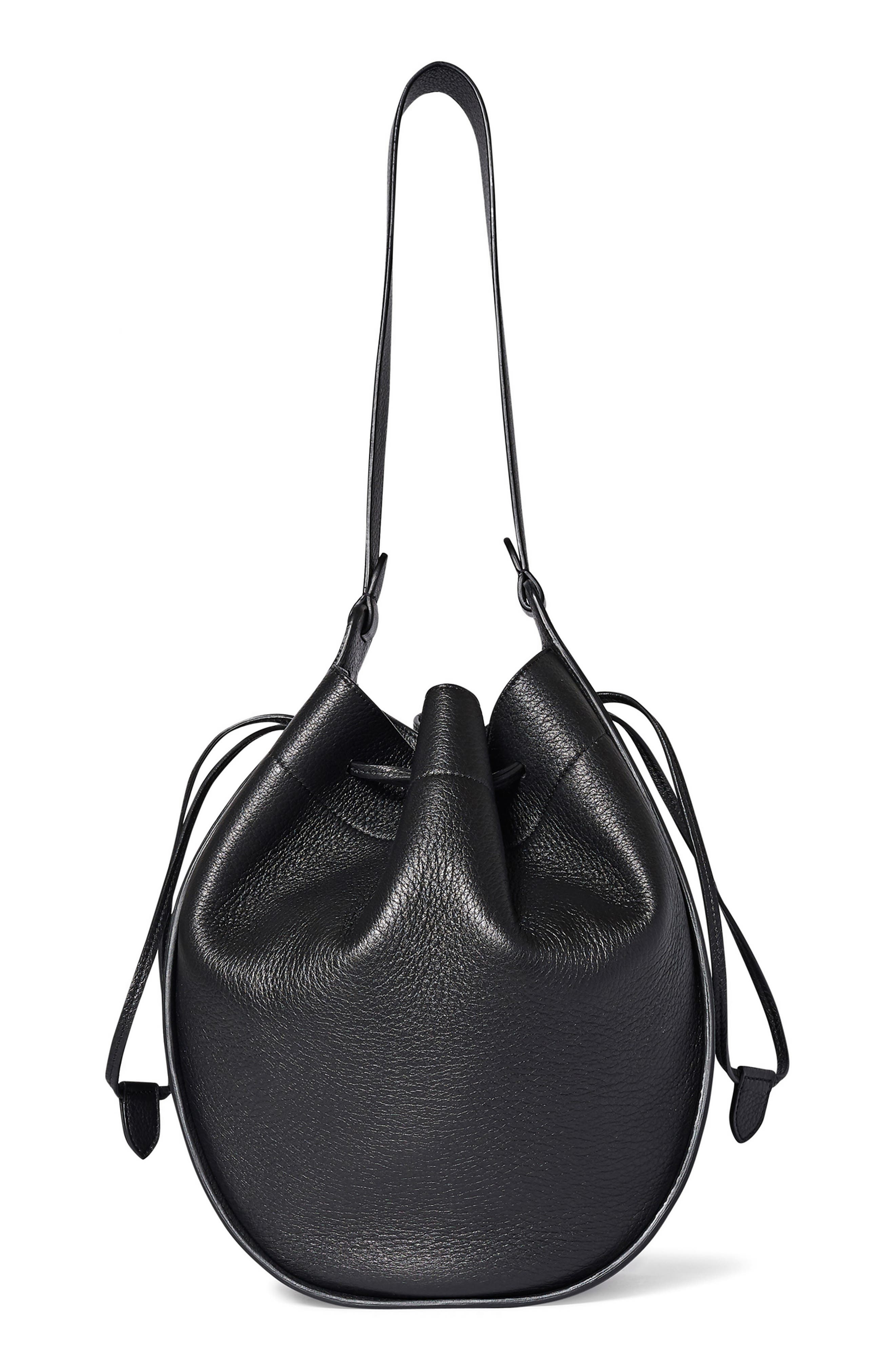 The Row XL Leather Drawstring Hobo Bag, Main, color, 