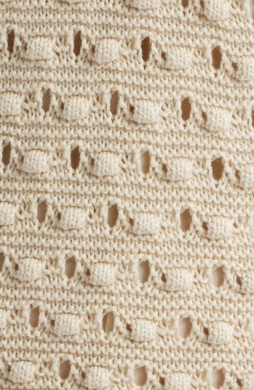 Frame The Bauble Piped Open-knit Cotton Mini Dress In Neutral