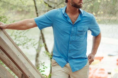 Mountain Khakis Rivers Short Sleeve Woven Shirt In Atlantic