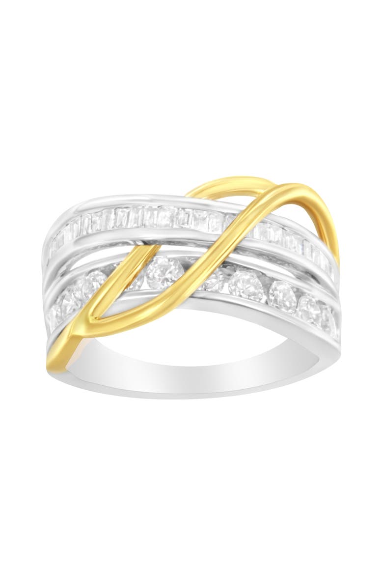 10K White and Yellow Gold 1 1/10 cttw Diamond Bypass Band Ring, Alternate, color, Yellow Gold