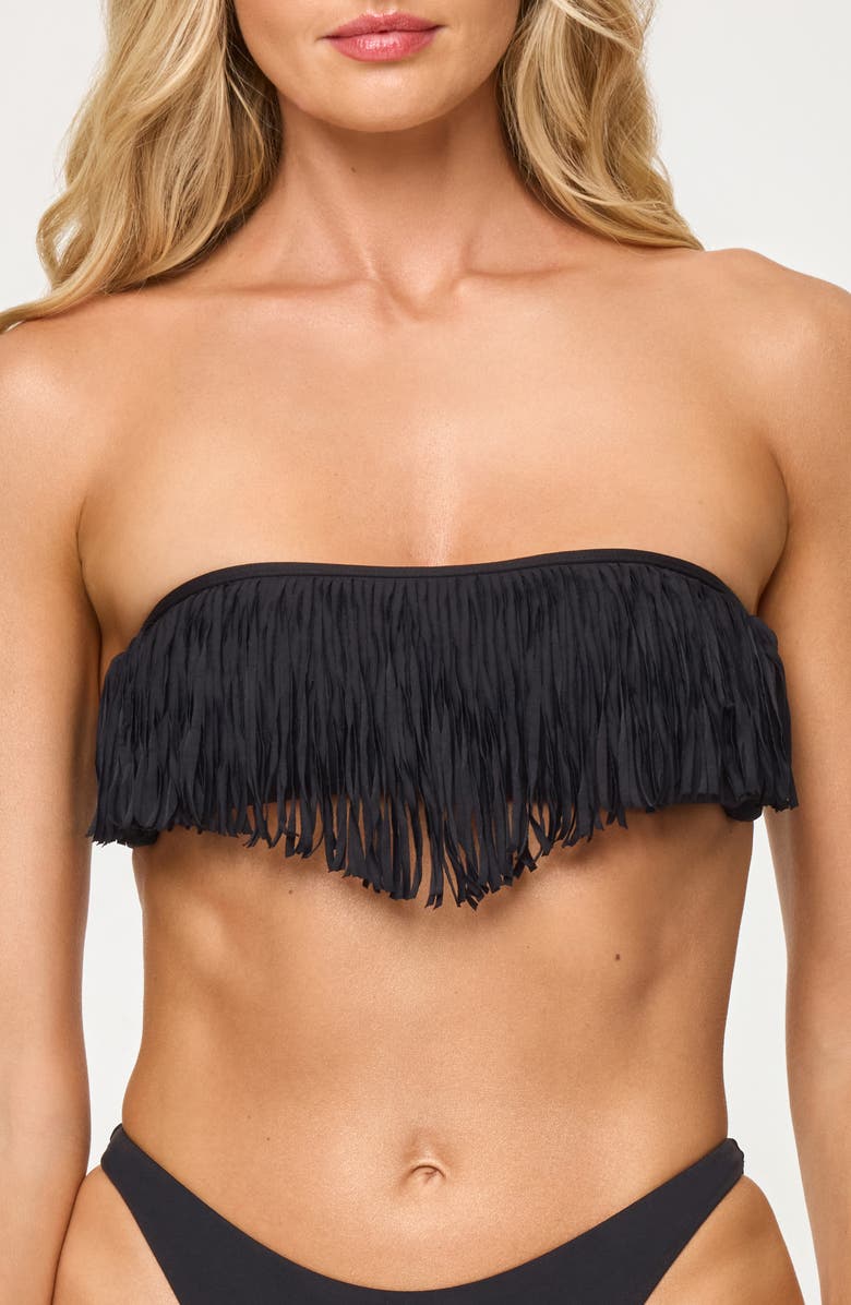 LSPACE Dixie Fringe Strapless Bikini Top, Main, color,