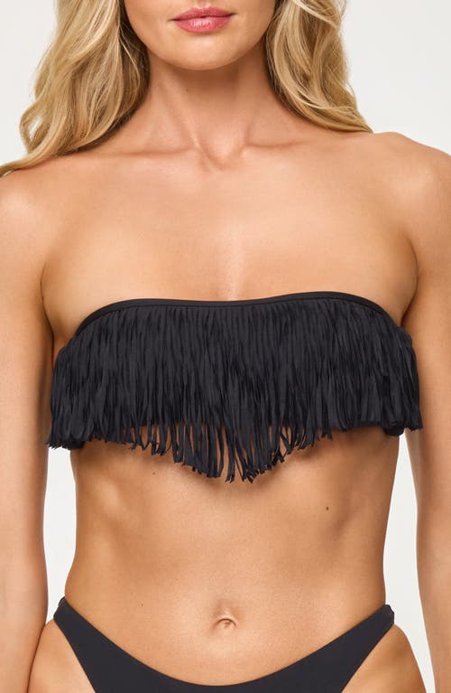L*space Lspace Dixie Fringe Strapless Bikini Top In Black