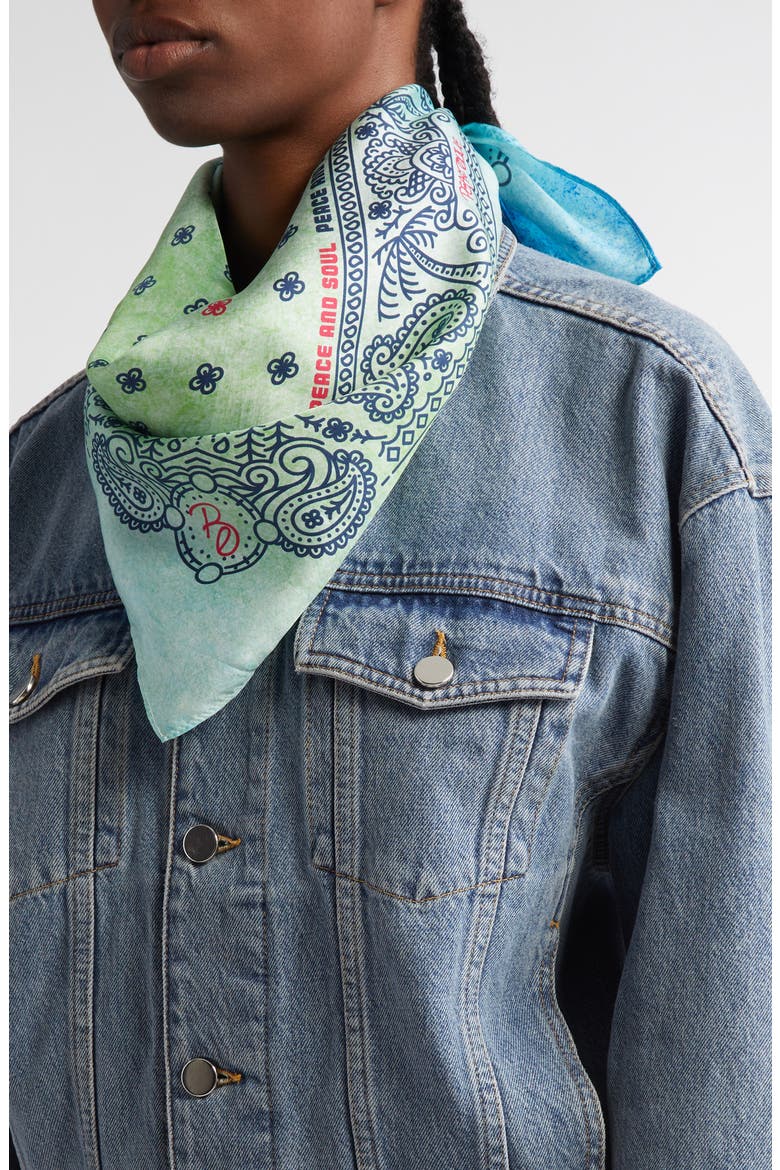 Peace & Soul Silk Bandana, Alternate, color, OCEAN BLUE
