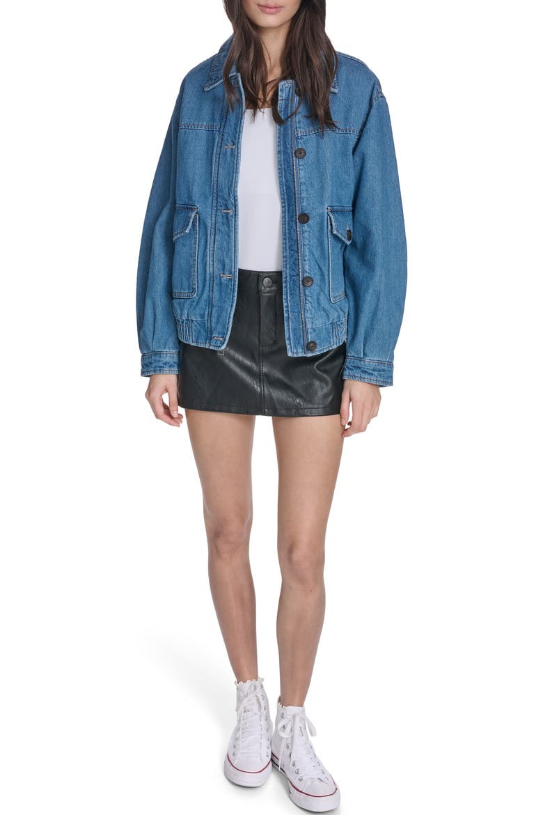 Laydown Denim Utility Jacket, Alternate, color, MEDIUM WASH DENIM