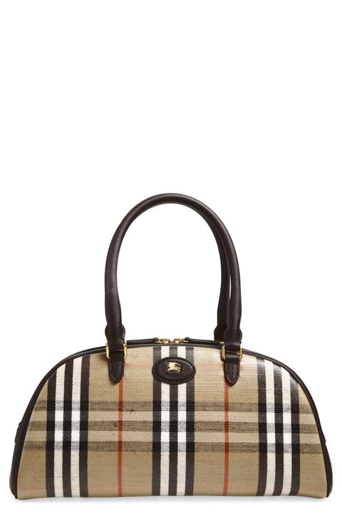 Medium Highlands Check Leather Bowling Bag