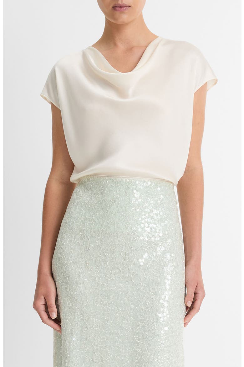 Cowl Neck Silk Blouse, Main, color, OFF WHITE