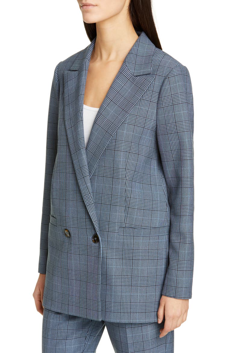 Double Breasted Plaid Suiting Blazer, Alternate, color, FOREVER BLUE