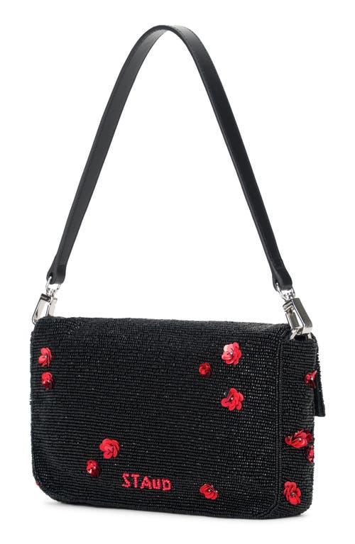 Staud Timmy Beaded Shoulder Bag In Black