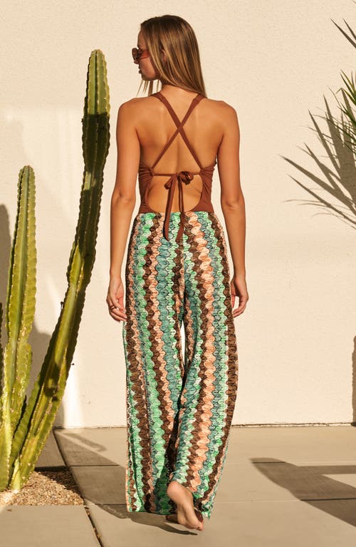 Becca Paradise Open Knit Cover-up Pants In Grass Mult