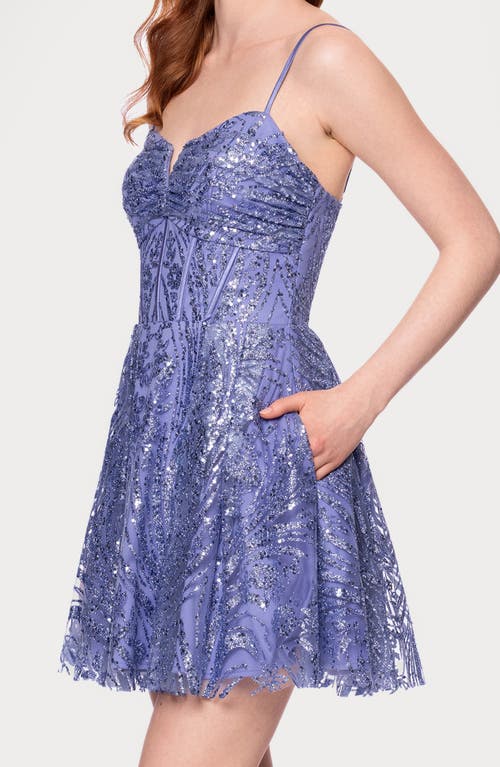 Blondie Nites Juniors Short Corset Glitter Party Dress In Blue