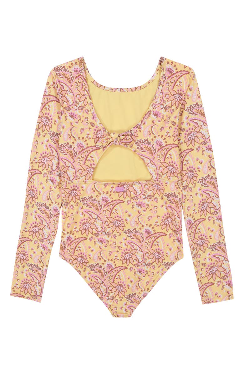 Roxy Kids' Tropidelic Long Sleeve One-Piece Swimsuit, Alternate, color, Impala