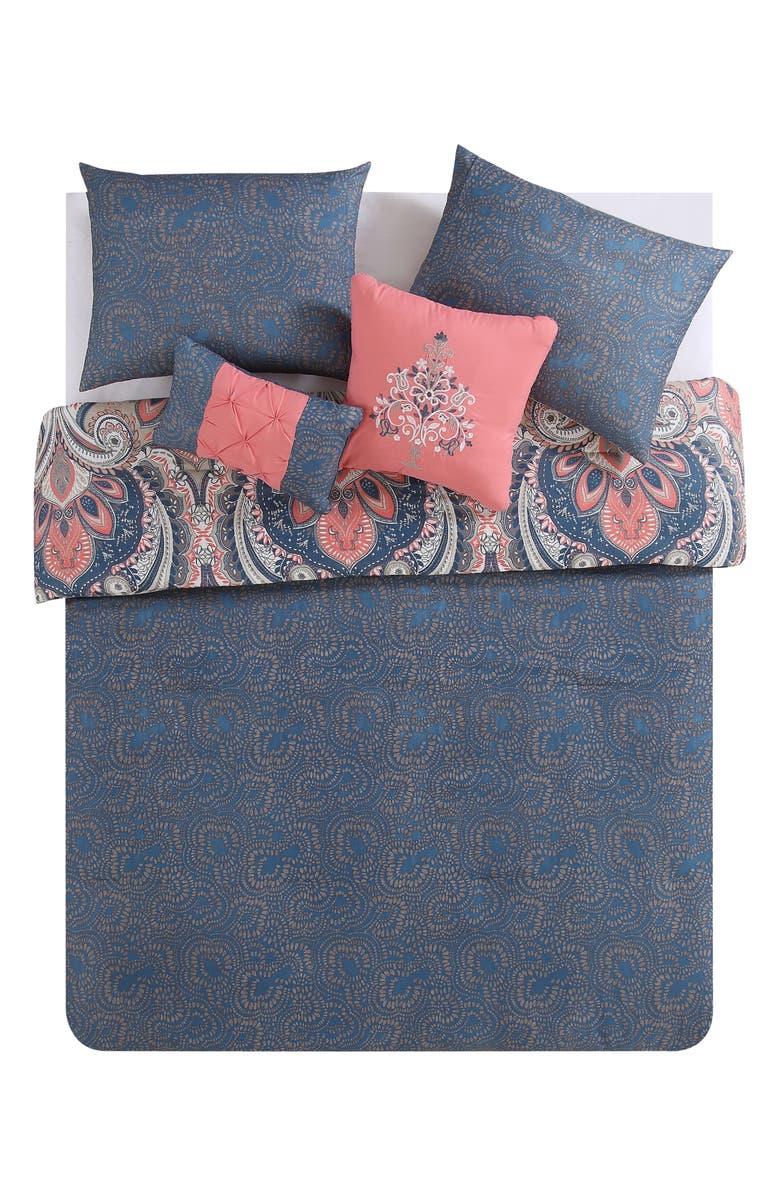VCNY HOME Damask Reversible Comforter Set - Full/Queen, Alternate, color, Coral