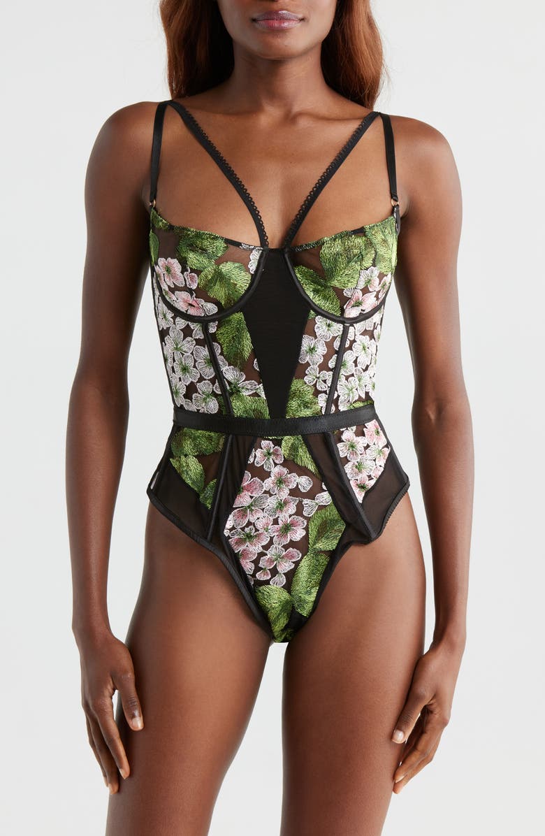 KILO BRAVA Embroidered Underwire Bodysuit, Main, color, 