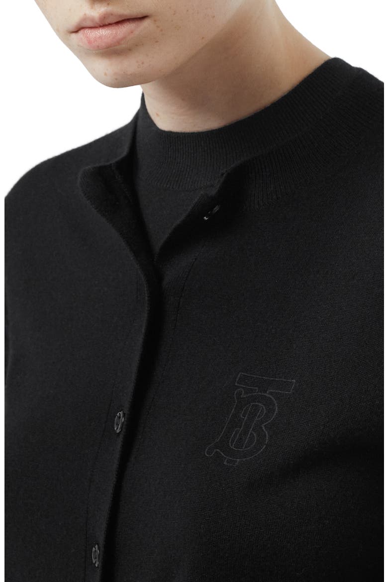 Monogram Logo Cashmere Cardigan, Alternate, color, BLACK
