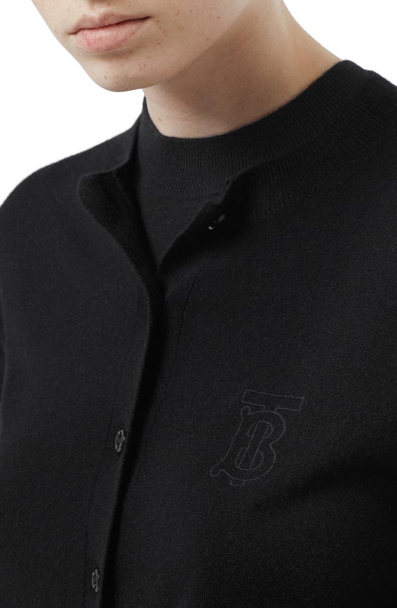 Burberry Monogram Logo Cashmere Cardigan, Alternate, color,