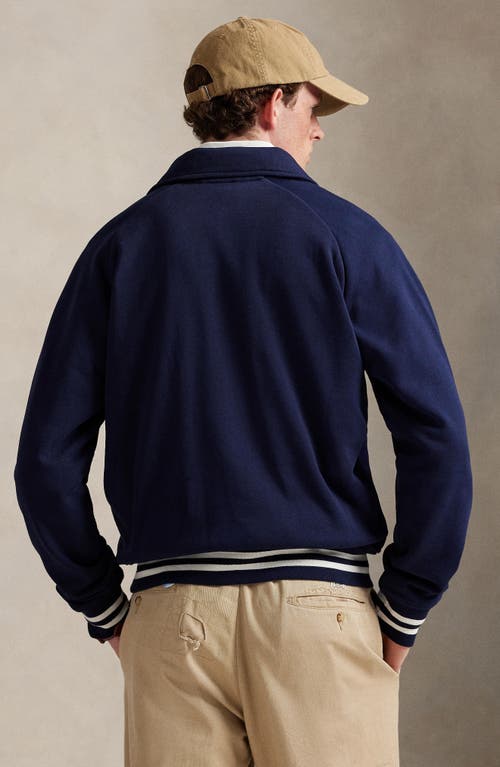 Polo Ralph Lauren Cotton Fleece Varsity Jacket In Blue