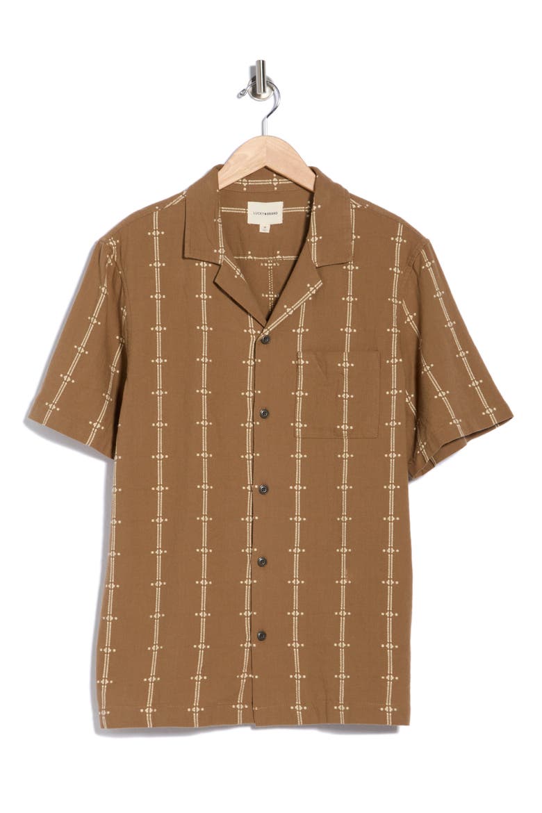 Embroidered Cotton Camp Shirt, Alternate, color, SHITAKE