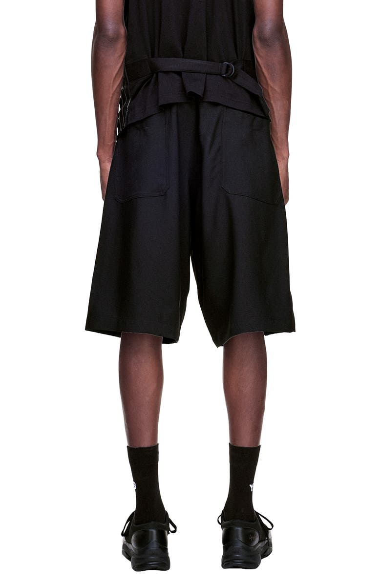 Y-3 Sport Uniform Pleated Oversize Shorts, Alternate, color, Black