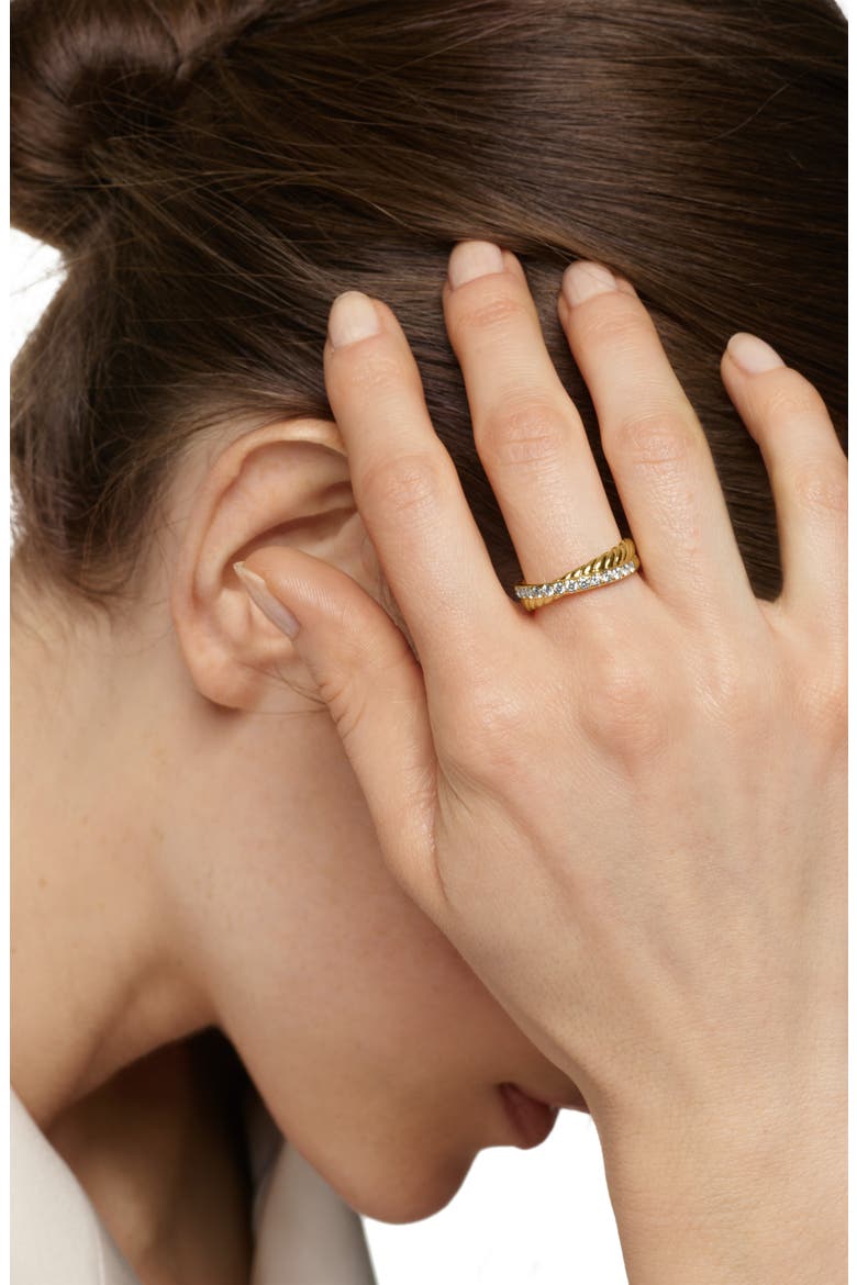 Crossover Two-Row Ring in 18K Yellow Gold with Diamonds, Alternate, color, 18K GOLD