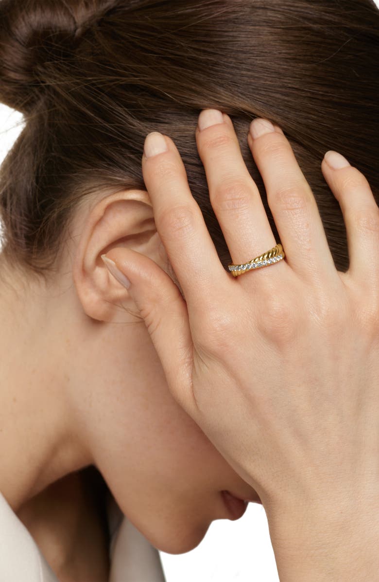 David Yurman Crossover Two-Row Ring in 18K Yellow Gold with Diamonds, Alternate, color, 18K Gold