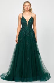 Bariano Alie Plunging Ball Gown
