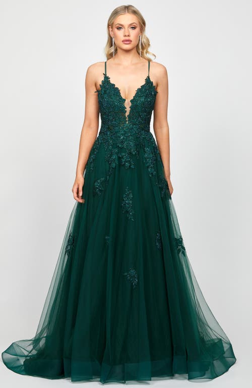 Bariano Alie Plunging Ball Gown In Green