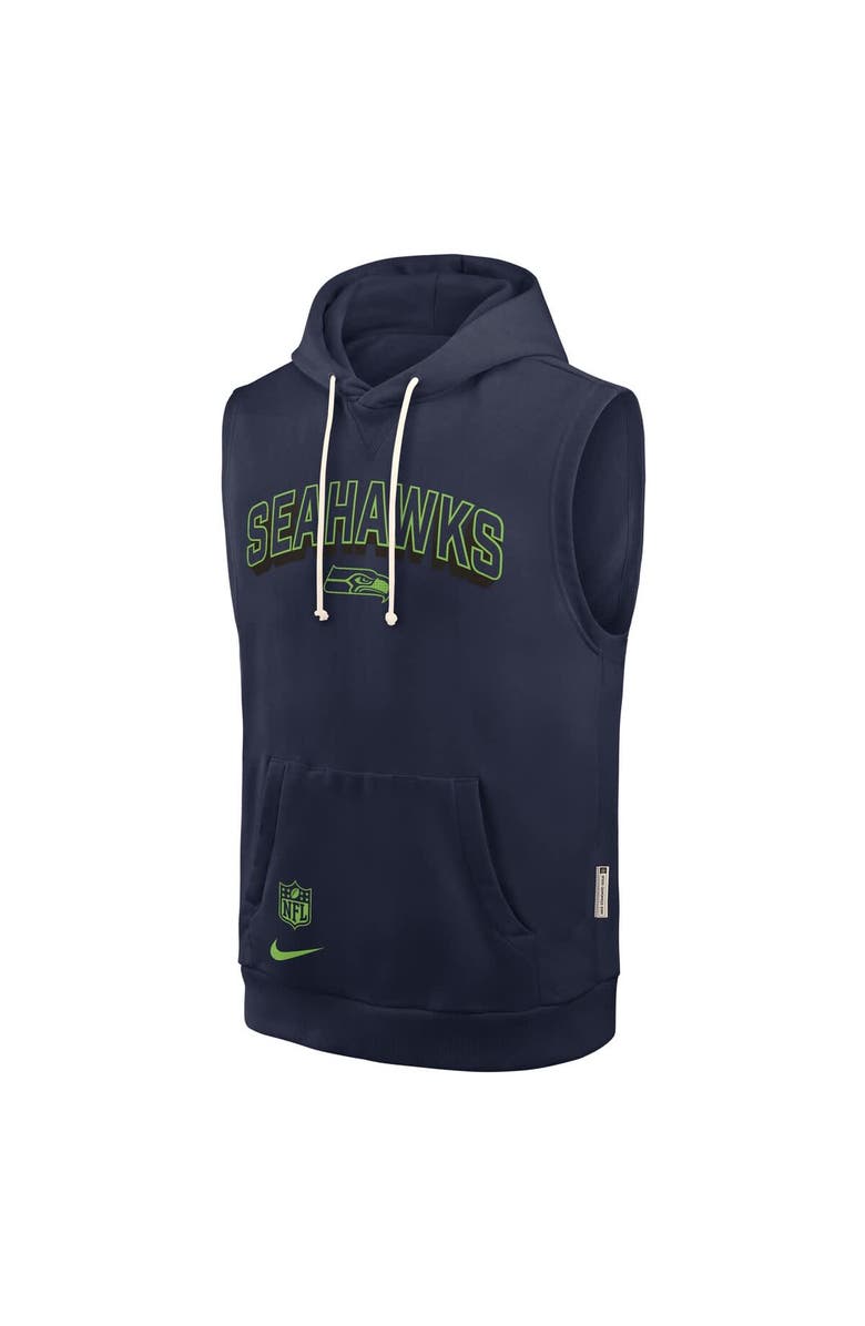 Nike Men's Nike College Navy Seattle Seahawks Sideline Performance Sleeveless Pullover Hoodie, Alternate, color, 