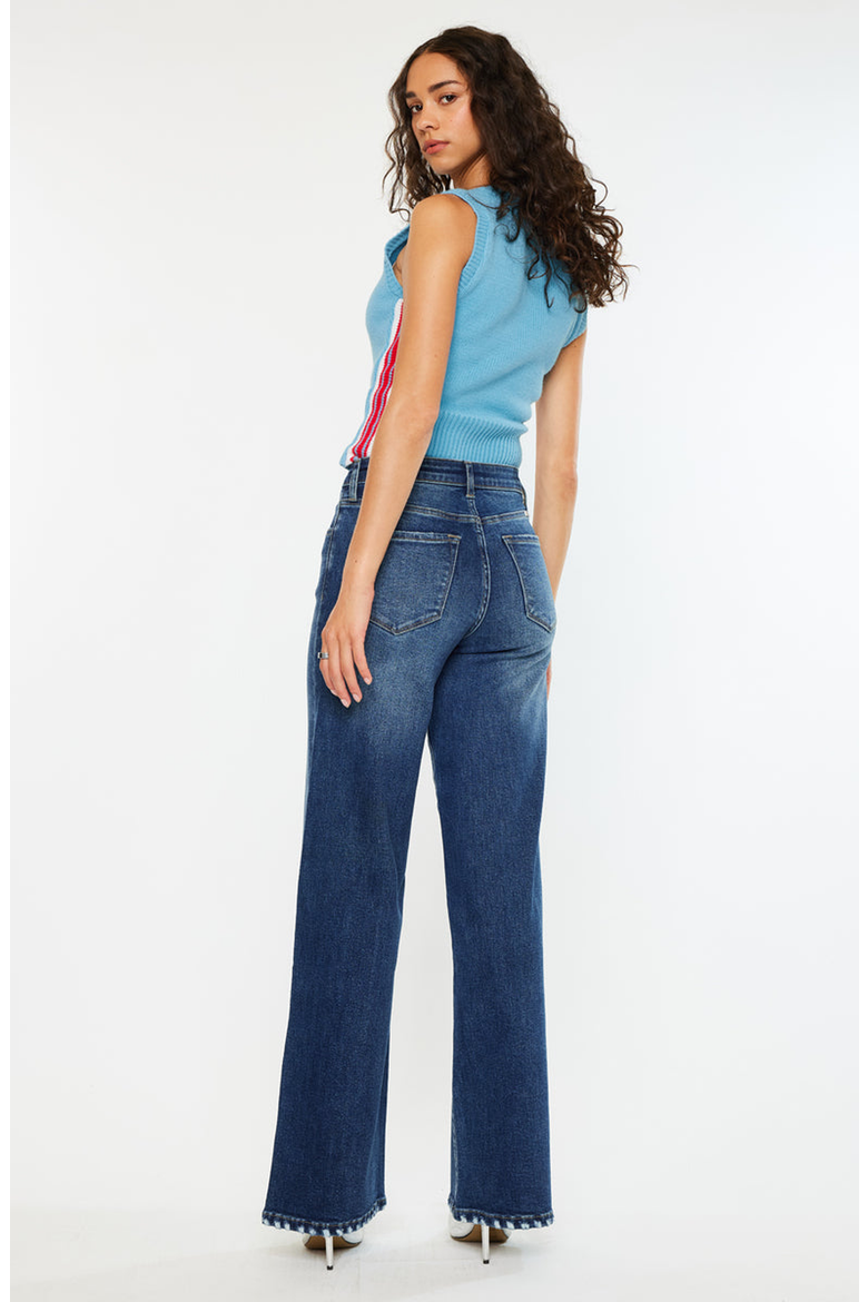 Tiara Essentials High Rise Wide Leg Jeans, Alternate, color, Dark Wash