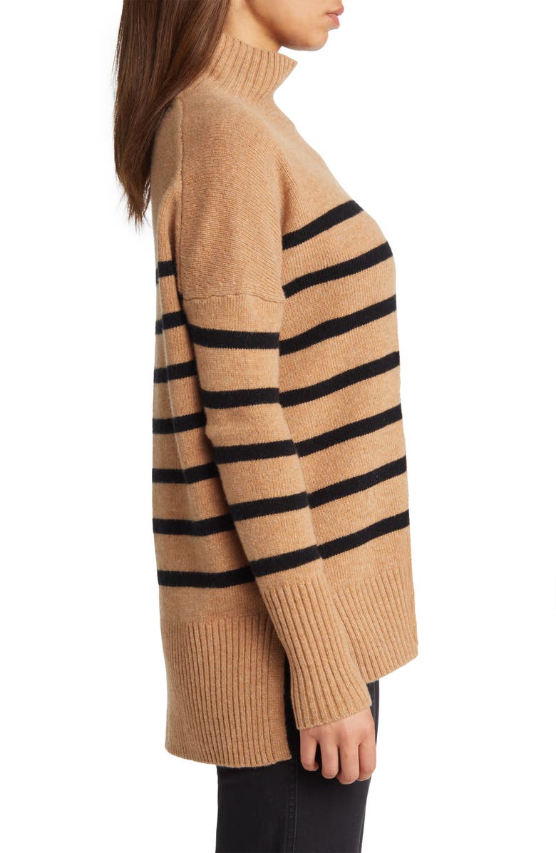 Boden Stripe Oversize Merino Wool Turtleneck Swater, Alternate, color,