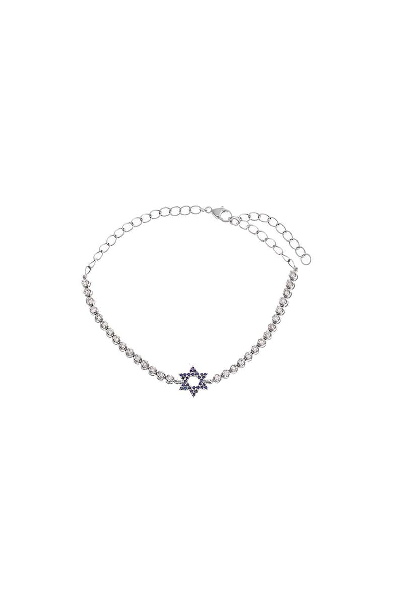 BY ADINA EDEN Diamond X Sapphire Blue Star Of David Tennis Bracelet 14K, Main, color, 14K White Gold