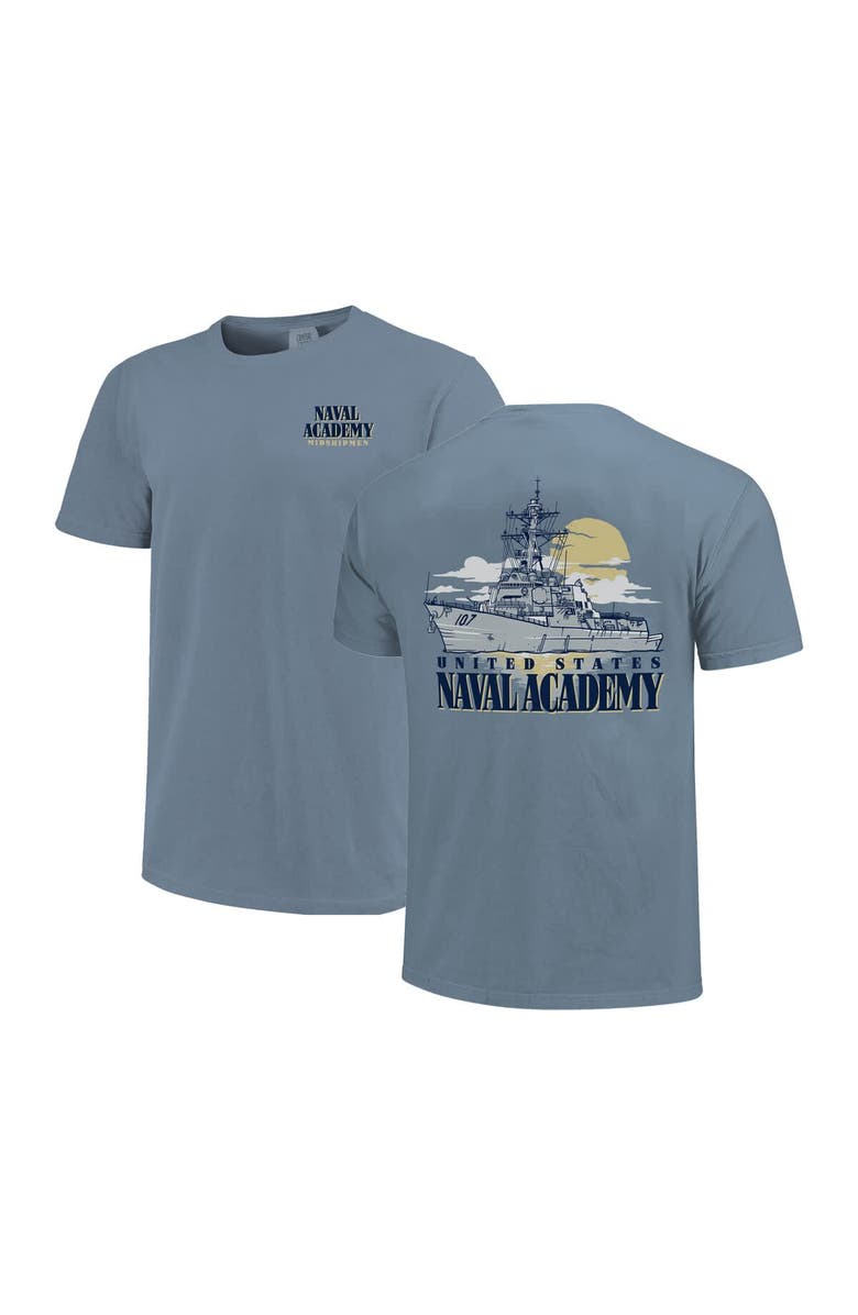 IMAGE ONE Unisex Image One  Blue Navy Midshipmen Hyper Local Naval Ship Sunset T-Shirt, Main, color, Blue