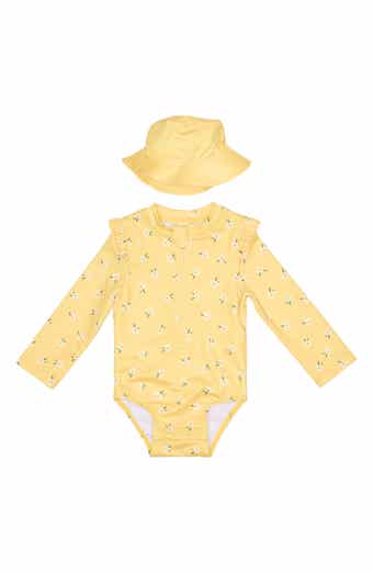 PL Baby by Petit Lem One-Piece Rashguard Swimsuit & Hat Set