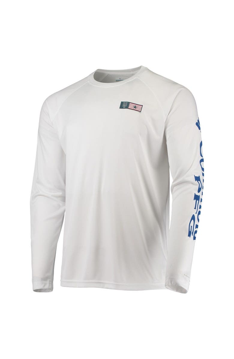 Columbia Men's Columbia White New York Mets Americana Terminal Tackle Omni-Shade Long Sleeve Raglan T-Shirt, Alternate, color, White