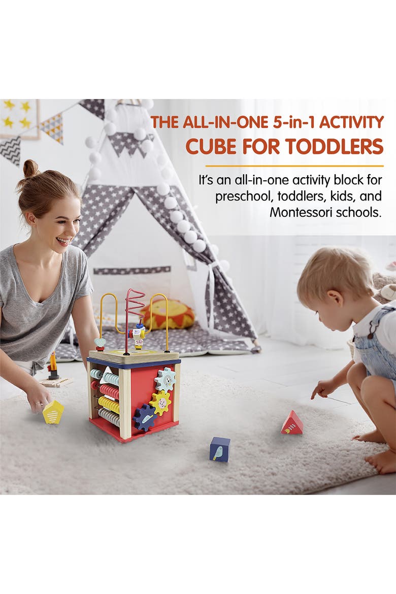 Wooden Activity Toy for 1, 2 Year-Old-Girls, Alternate, color, Red