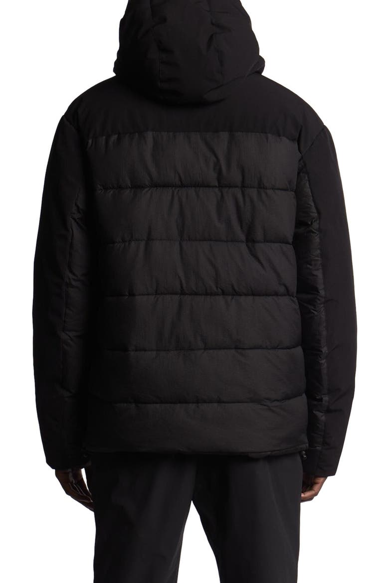 Wadded Hybrid Hooded Jacket, Alternate, color, Jet Black