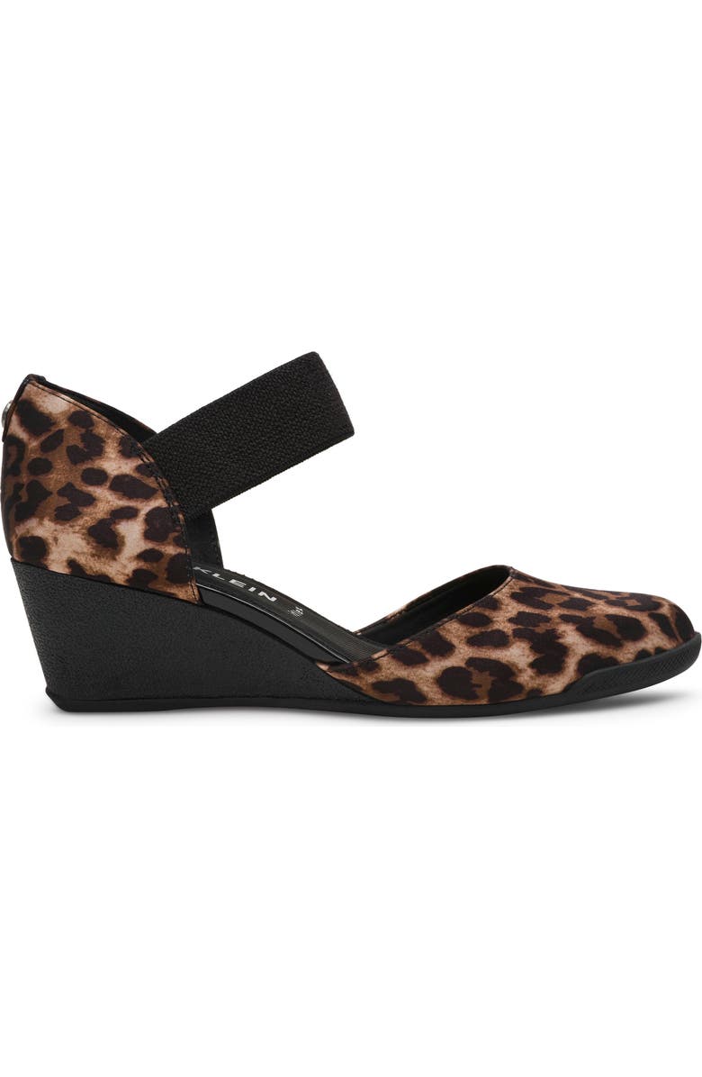 Anne Klein Tiffany Ankle Strap Wedge Pump, Alternate, color, Leopard Satin