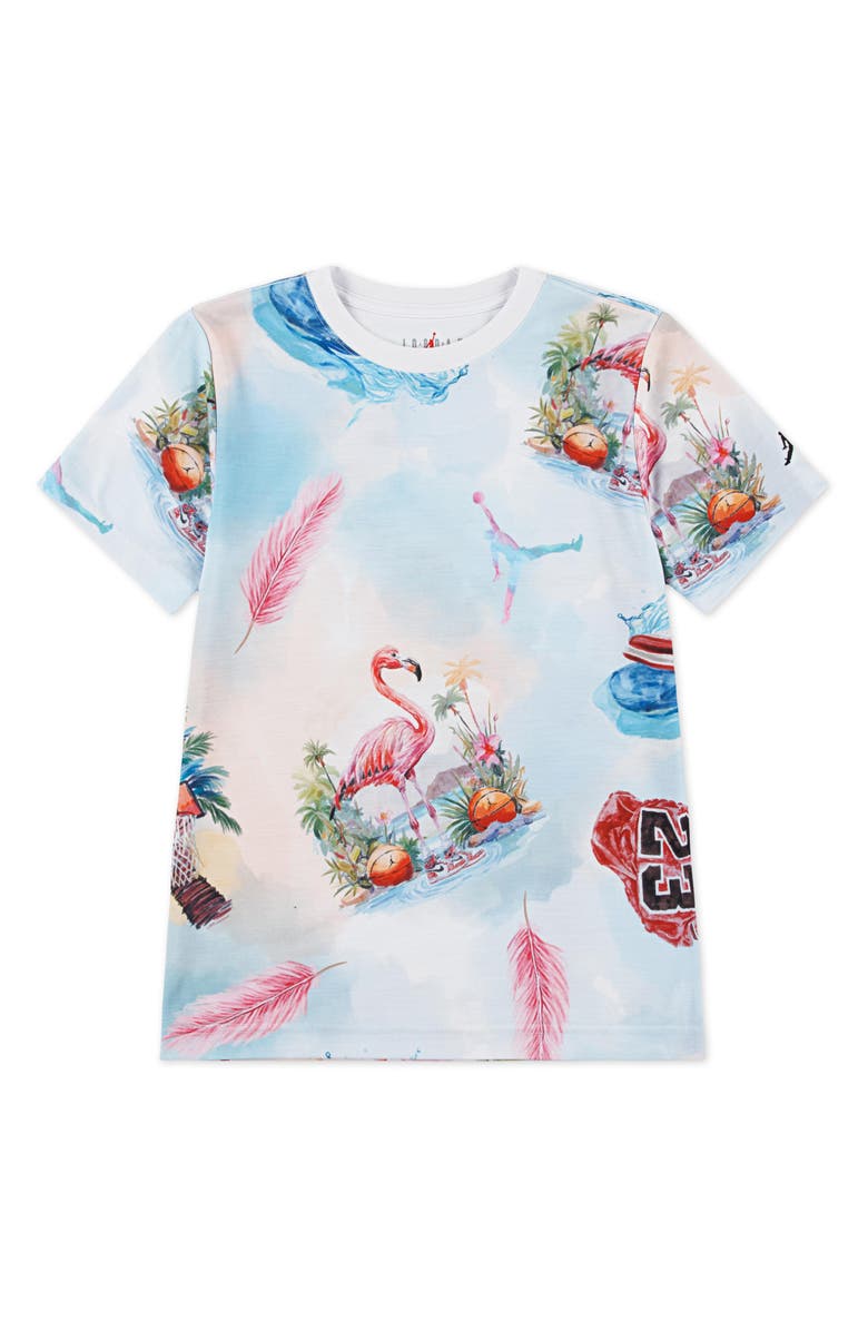 Jordan Kids' Flamingo Print T-Shirt, Main, color, White