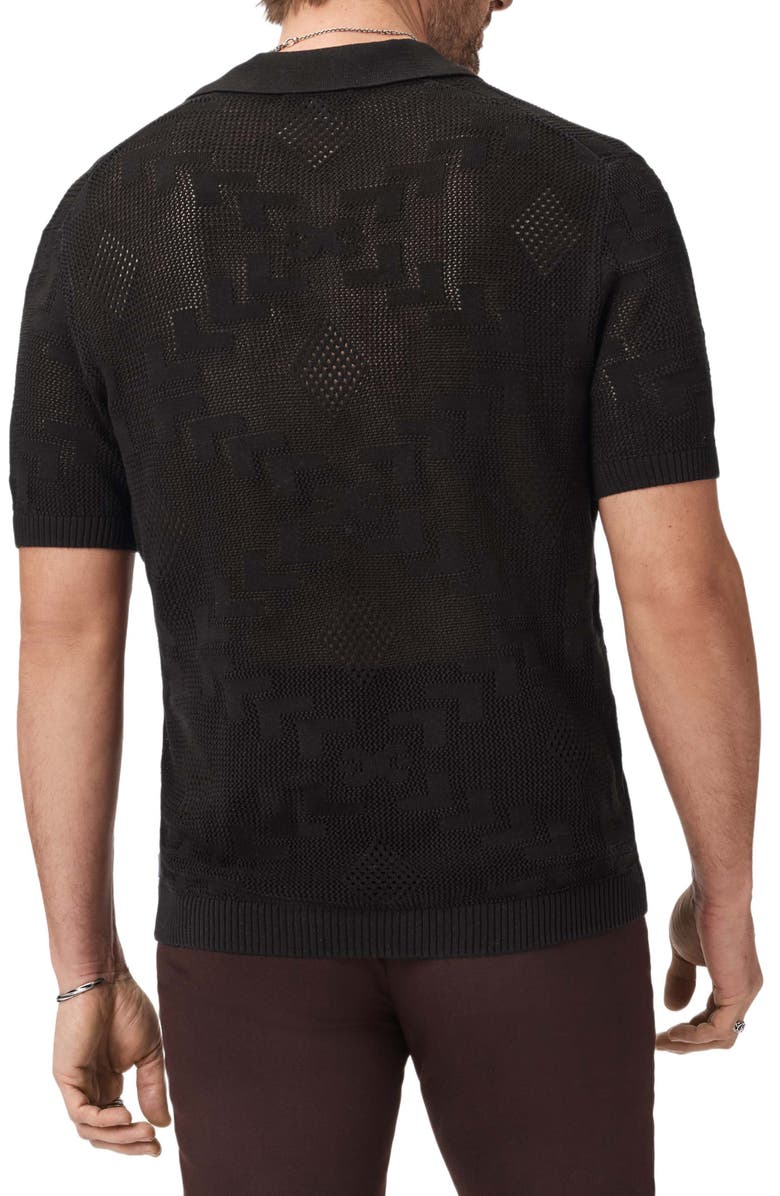 John Varvatos Corso Organic Cotton Diamond Crochet Polo, Alternate, color, Brandy