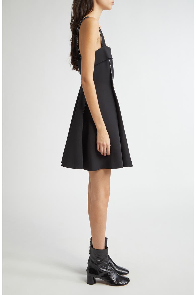 Topstitch Detail Crepe Minidress, Alternate, color, JET BLACK