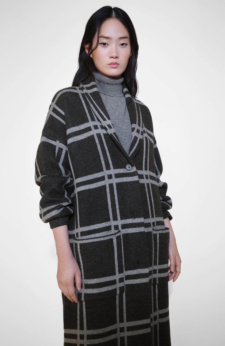 MANGO Plaid Sweater Coat, Alternate, color,