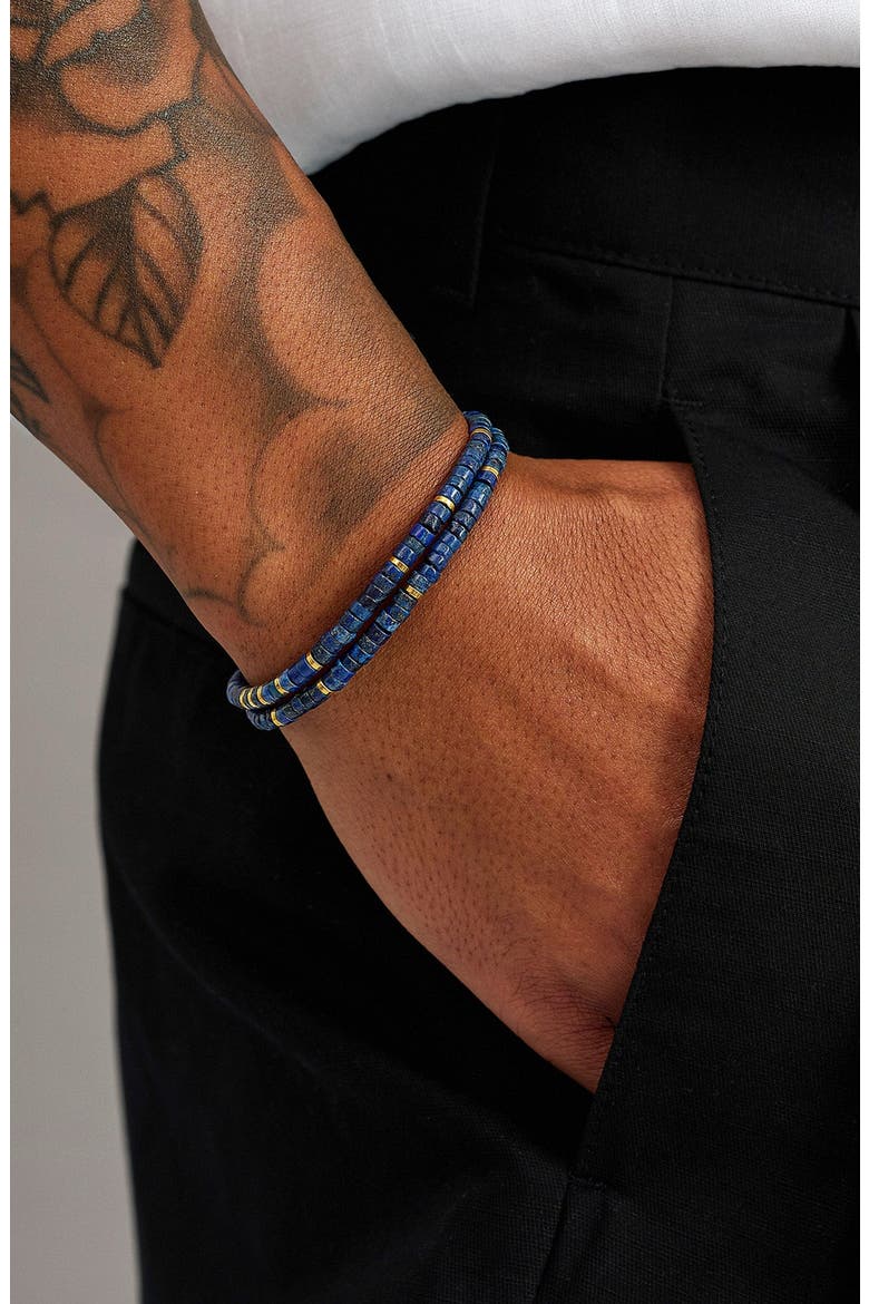 Lapis Heishi Lock Wrap Bracelet, Alternate, color, Blue Lapis
