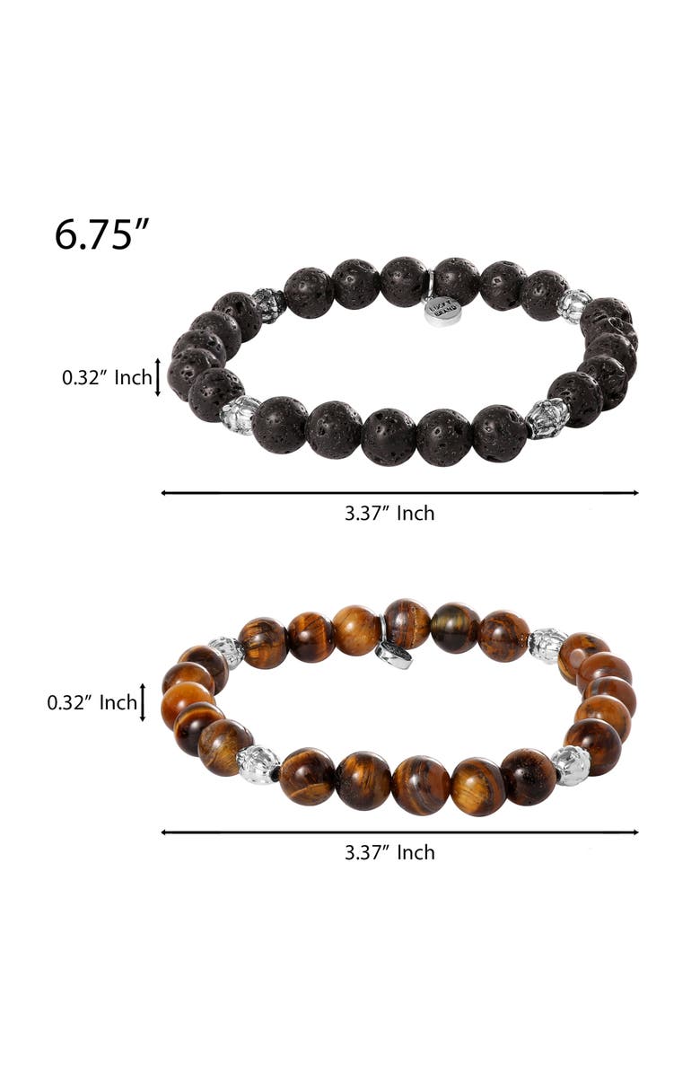 Lucky Brand Stone Stretch Beaded Bracelets, Alternate, color, Black, Brown
