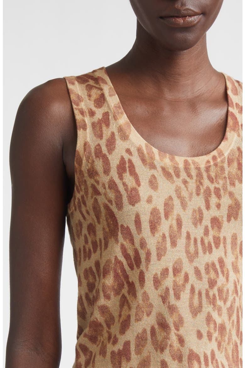 Fine Gauge Leopard Print Wool Blend Sweater Vest, Alternate, color, RUST MULTI ANIMAL PRINT