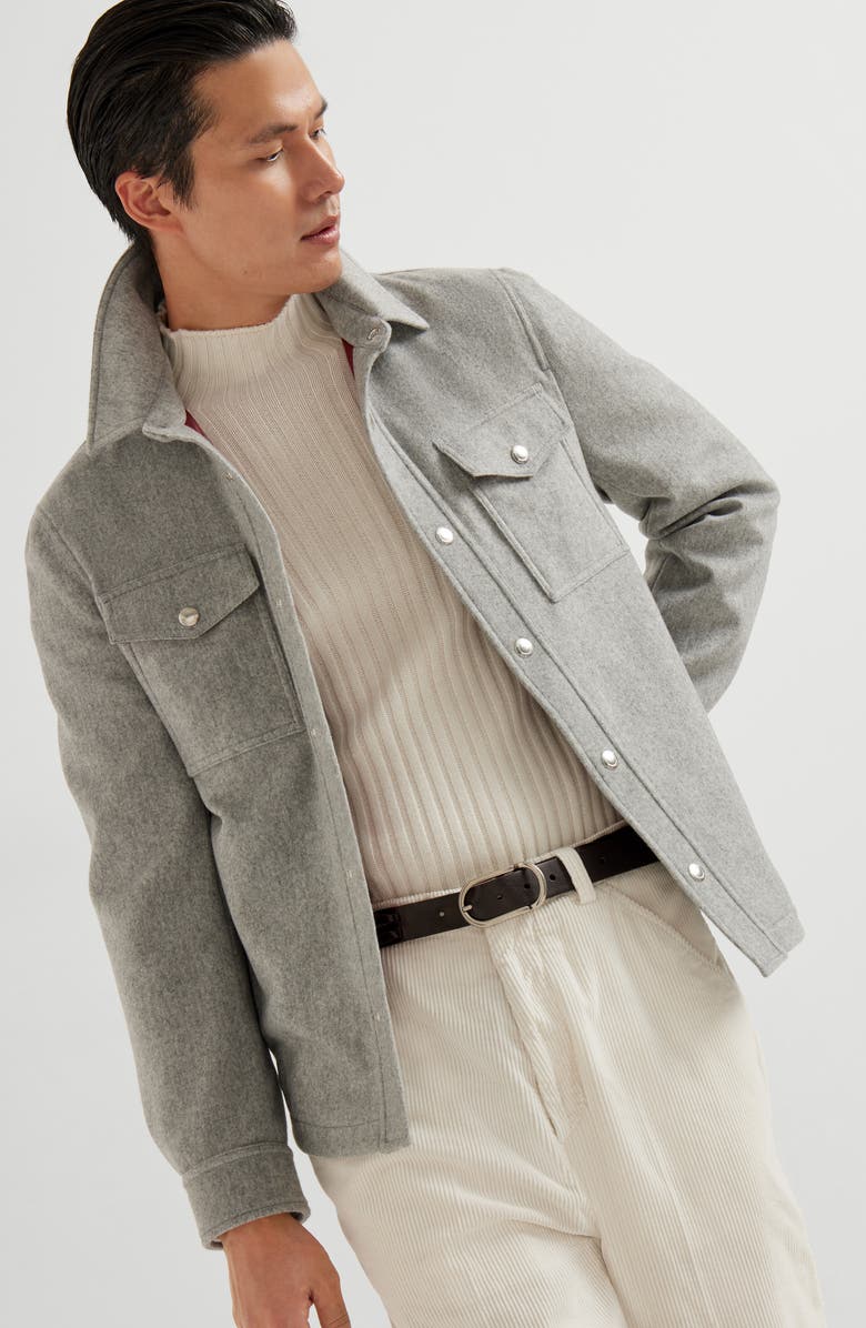 Brunello Cucinelli Shirt-style outerwear jacket, Alternate, color, Pearl Grey