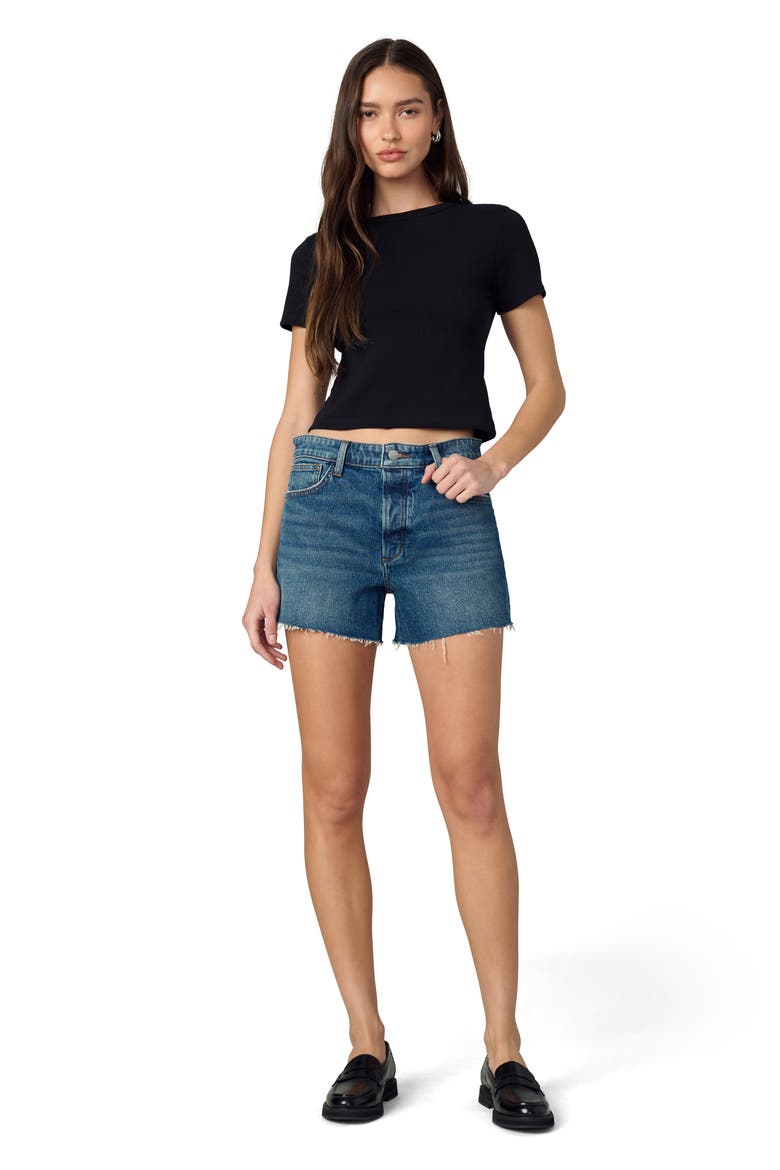 The Jessie Raw Hem Relaxed Denim Shorts, Alternate, color, BAD APPLE