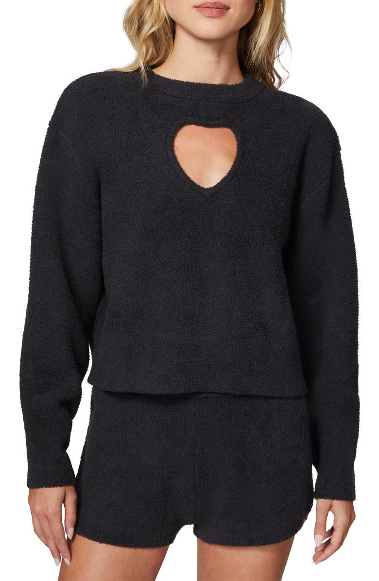 Florence by Mills Cloud Heart Cutout Bouclé Sweater, Main, color, Black