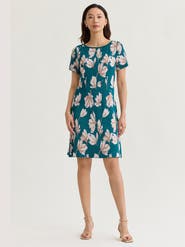 Misook A-Line Floral Soft Knit Dress