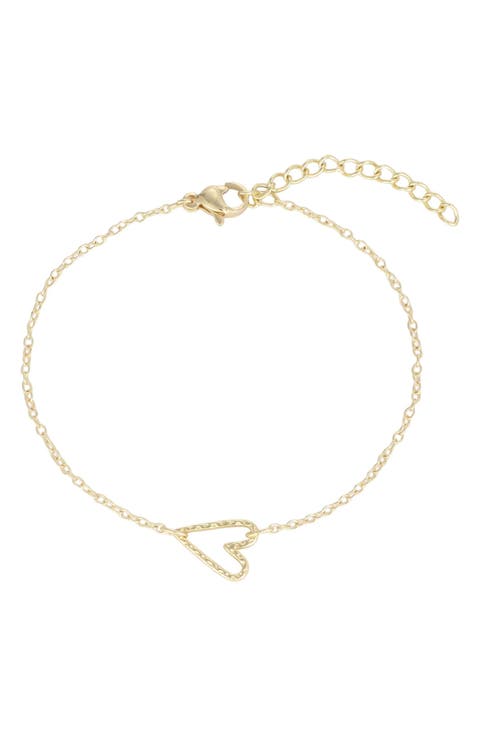 Hammered Heart Chain Bracelet