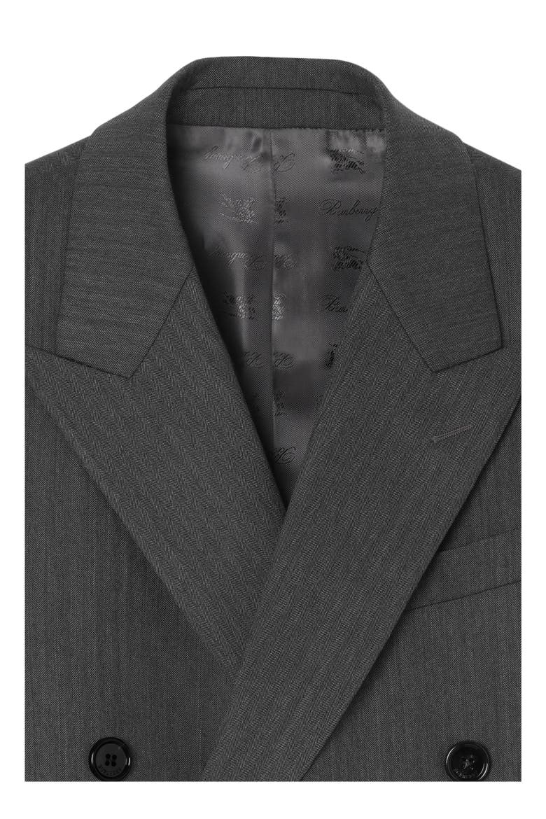 Herringbone Wool Tailored Jacket, Alternate, color, Light iron grey/black