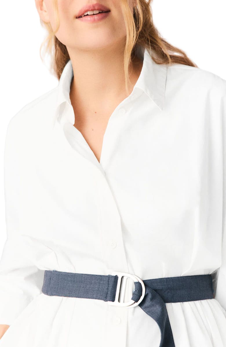 maje Shirt dress with contrast belt, Alternate, color, White